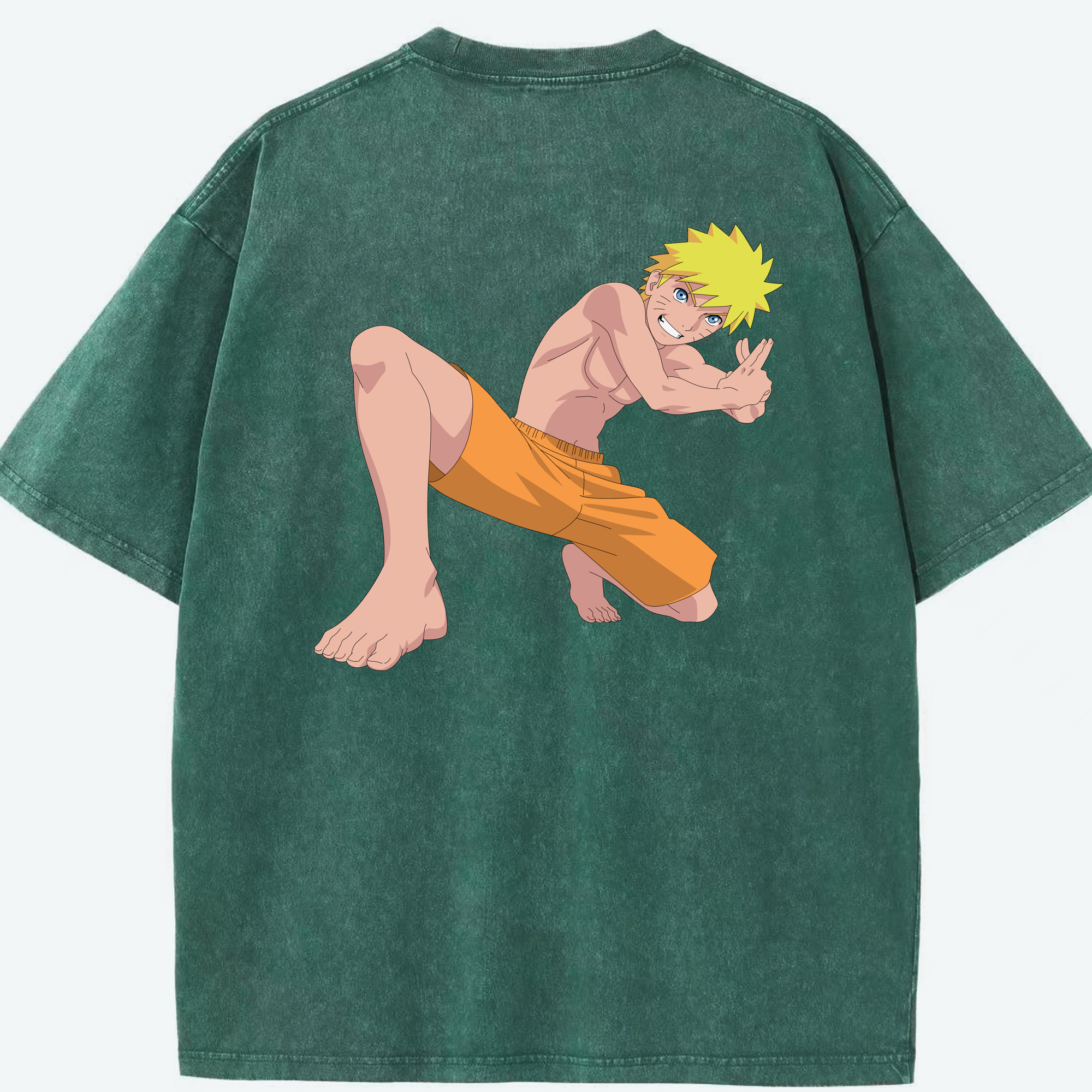 （画像用） NARUTO -ナルト- うずまき ナルト Uzumaki Naruto 綿100% ヴィンテージ風 半袖Tシャツ（背面プリント）